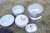便携式 固液体铜合金酒精炉套装 3-4人份户外铝合金套锅野营炊具