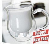 创意杯子水杯双层玻璃杯可微波耐热牛奶杯小奶牛杯厨房餐具早餐杯
