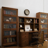 新古典简易个性创意全实木书柜书架柜子收纳储物柜带门简约现代