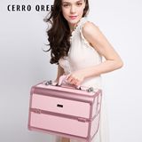 Cerro Qreen品牌板式手提可肩背铝合金化妆箱赞浅粉色现货发售
