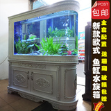 欧式子弹头玻璃鱼缸水族箱吧台免换水带鞋柜1米1.2米1.5米创意