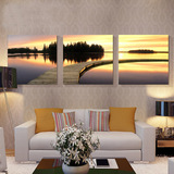 海景装饰画客厅地中海风格画沙发背景画无框画卧室挂画餐厅三联画
