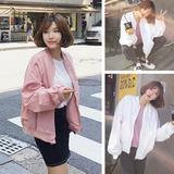 潮流时尚新品韩版女装时尚贴布宽松显瘦立领棒球服学生拉链外套潮