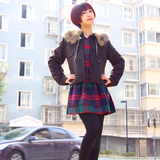 2015秋冬韩版新款修身显瘦大毛领短外套短款加厚外套女长袖上衣