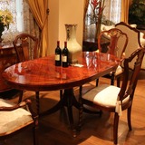欧式餐桌美式奢华 欧式餐桌椅组合6人实木椭圆形高档雕花餐台简约