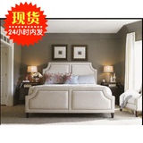 美式简约 实木定制卧室家具 1.8米床 布艺双人床 婚床厂家直销