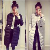 2015时尚韩版显瘦羽绒服中长款加厚修身大毛领冬装纯色女式外套