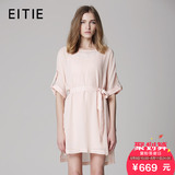 EITIE爱特爱旗舰店女装2016夏装新款时尚简约显瘦蝙蝠中袖连衣裙
