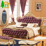 香槟金欧式实木床橡木双人床1.8米单人法式公主床高箱真皮结婚床