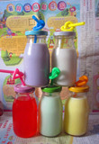 批发可爱酸奶玻璃奶瓶鲜奶瓶牛奶瓶ll奶吧专用瓶带盖子豆浆杯透明