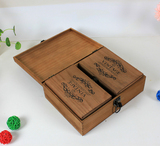 包邮复古带锁大号桌面收纳盒储物盒整理木盒做旧文具实木