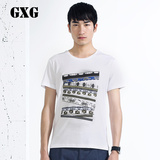 GXG[特惠]夏装热卖 男士时尚潮流休闲白色斯文短袖T恤#42244113
