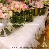 LACESHABBY进口高级定制双层钉珠浮雕蕾丝白色桌布钢琴床头柜盖巾