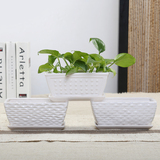 简单陶瓷花盆创意长方形带托白色花盆厂家直销批发多肉植物盆栽