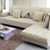 全棉客厅四季通用套实木真皮沙发垫布艺罩防滑巾现代简约米黄冬季