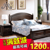 美式床纯实木床深色成人床1.8米1.5组装大床乡村田园床铺家具特价