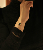 时尚气质镀18K玫瑰金黑色幸运四叶草手链女新年礼物韩国彩金饰品