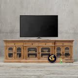 美式乡村实木电视柜 北欧橡木做旧电视柜组合 法式复古地厅柜