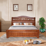 卧室家具现代简约橡胶木古典婚床双人中式实木床1.8 雕花欧式床
