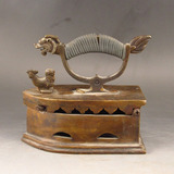 古董收藏品老黄铜古代用狮头大熨斗民国收藏古玩杂项老物件