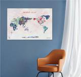 韩国正品knock创意居家水粉植物插画彩色世界地图装饰挂画无画框