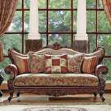 美式布艺沙发组合 古典家具三人沙发小户型布艺沙发套装奢华别墅A