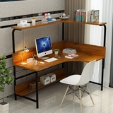 简约现代电脑桌带书架学习桌个性转角书桌墙角家用拐角台式办公桌