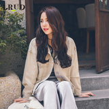 LRUD2016秋季新款韩版宽松毛边牛仔外套女长袖夹克休闲短外套