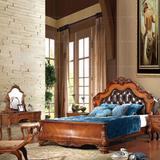 别墅豪华实木床双人床/美式床复古美式风格 靠背头层牛皮 真皮床