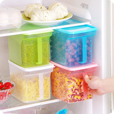 创意可叠加单手柄干货杂粮密封罐 厨房橱柜冰箱塑料储物收纳盒