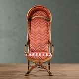 美式欧式实木雕花单人沙发椅复古鸟笼椅蛋壳椅太空椅法式遮阳椅