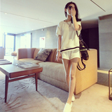 韩国代购2016夏季韩版宽松短袖白色T恤+短裤女运动套装休闲跑步服