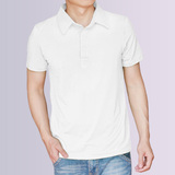 纯白色夏季男士休闲短袖t恤 纯色带领纯棉翻领百搭简约修身半袖