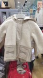 进口英国NEXT童装代购女宝宝乳灰色羊羔棉外套连帽夹磨皮夹克大衣