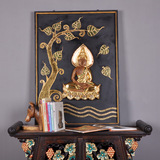特价包邮泰国代购进口木质工艺品 实木雕刻描金墙面装饰佛像挂板