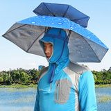 阳伞帽双层透气折叠防雨防紫外线特价钓鱼伞帽头戴伞帽大号三折遮
