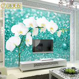 沛天力客厅电视背景墙纸 欧式奢华个性花定制无缝墙布 3D壁纸壁画