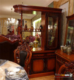 欧式间厅柜 美式玄关桌 深色实木雕刻高档客厅 双门隔厅 柜玻璃柜