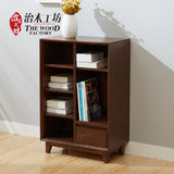 治木工坊日式实木书柜 白橡木书架 客厅小边几柜可调节小书柜家具