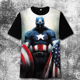 美国队长T恤 漫威正义英雄短袖美漫周边印花男半袖体恤衣服