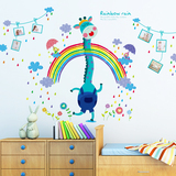 墙贴纸贴画儿童房间卡通墙壁装饰幼儿园布置小学彩虹长颈鹿照片贴