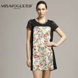 MISAVOGUE/名莎夏装新款 002L022蕾丝袖花朵图案短袖显瘦连衣裙
