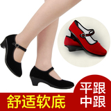 夏季老北京布鞋女黑色跳舞鞋软底广场舞鞋中跟酒店鞋服务员工作鞋
