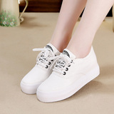 春季白色韩版女帆布鞋小白鞋球鞋厚底松糕鞋休闲鞋学生鞋平底板鞋