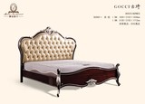 罗曼迪卡家具古琦B2005-1真皮床欧式新古典实木床头柜梳妆台妆凳