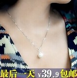 s925纯银简约女短款韩国版时尚锁骨项链子吊坠珍珠首饰配饰品