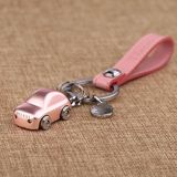 小汽车男女钥匙扣创意 情侣钥匙链挂件 钥匙圈带LED灯 粉色