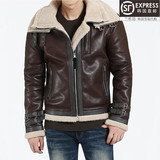 韩国代购男装新款男士加厚保暖夹克外套潮男个性修身高档仿皮皮衣