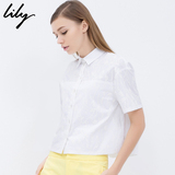Lily丽丽2015春季常规女装新款修身通勤印花衬衫115140F4101