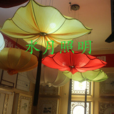 现代中式布艺四方荷叶吊灯创意茶馆餐厅酒店工程客栈东南亚灯具
